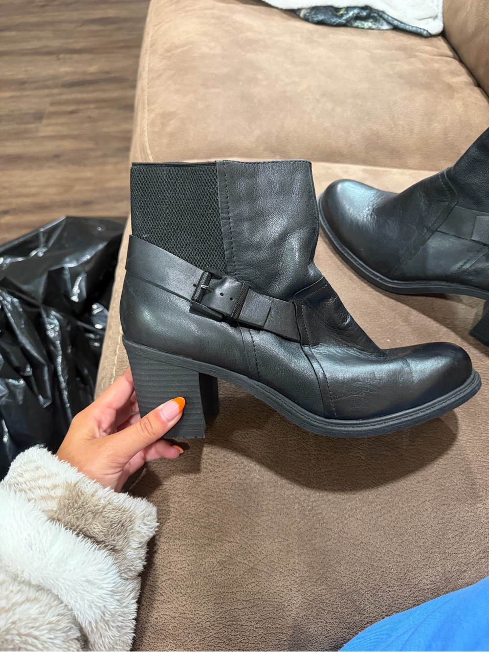 Black Ankle Heel Boot with Buckle Detail - Women